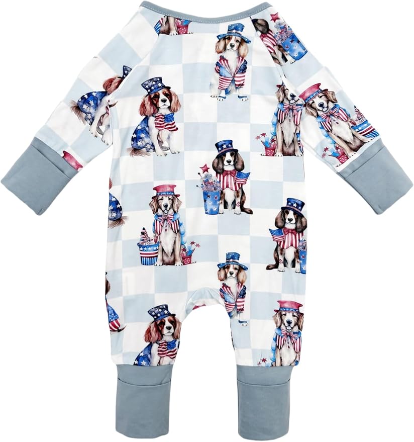 Bow Dream Bamboo Rayon Baby Boy Romper Footed Long Sleeve Footies Newborn Girl Clothes Footless with Zipper and Mitten Cuffs