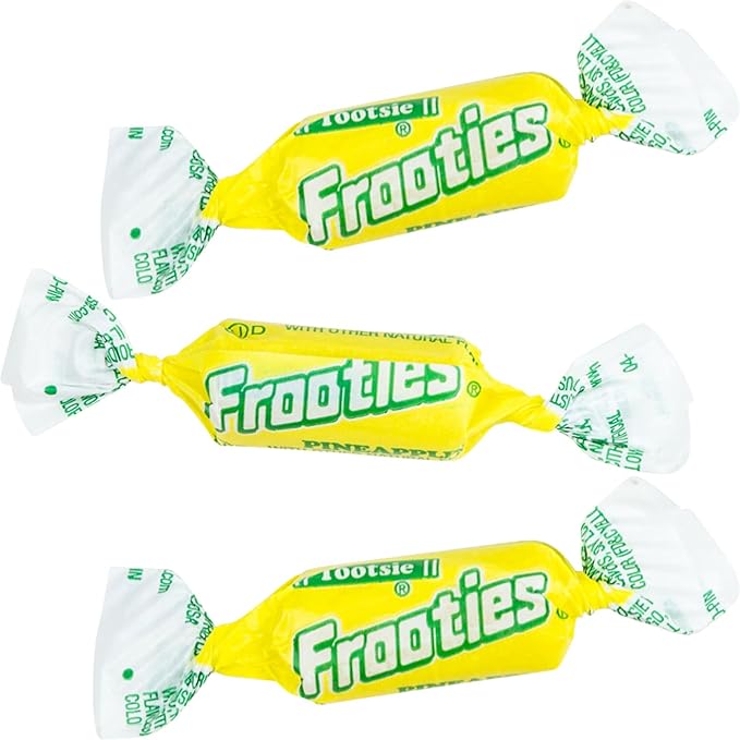 Pineapple Tootsie Roll Frooties Chewy Tropical Candy with Fresh Sweet & Juicy Flavor 85+ Pieces Individually Wrapped in Resealable Assortit Bag, 1.5 Lb (24-Oz) Made in USA