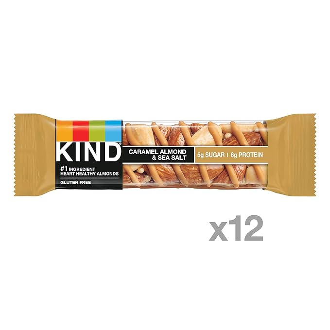 KIND Nut Bars, Caramel Almond & Sea Salt, Healthy Snacks, Gluten Free, Low Sugar, 6g Protein, 12 Count