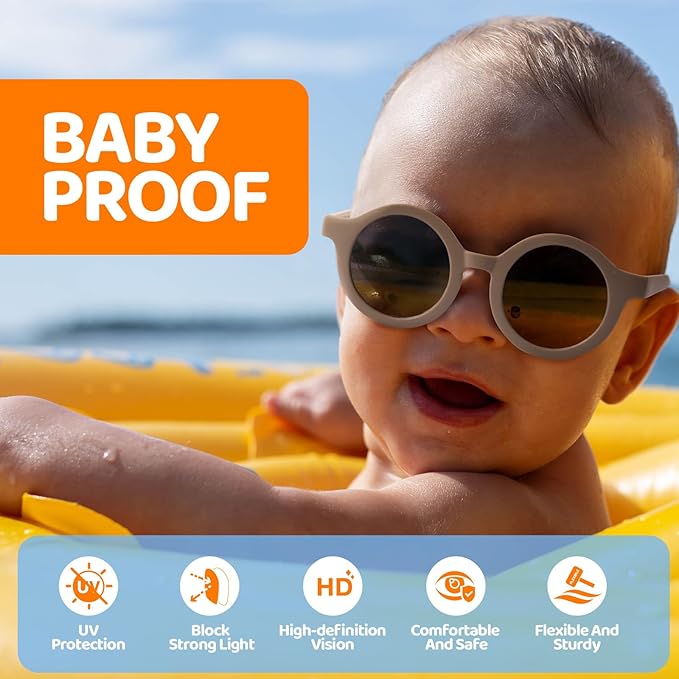 RIVBOS Baby Wrap Polarized UV400 Sunglasses - Soft Frame with Secure Strap for Infant and Newborn (0-24 Months) RBK069