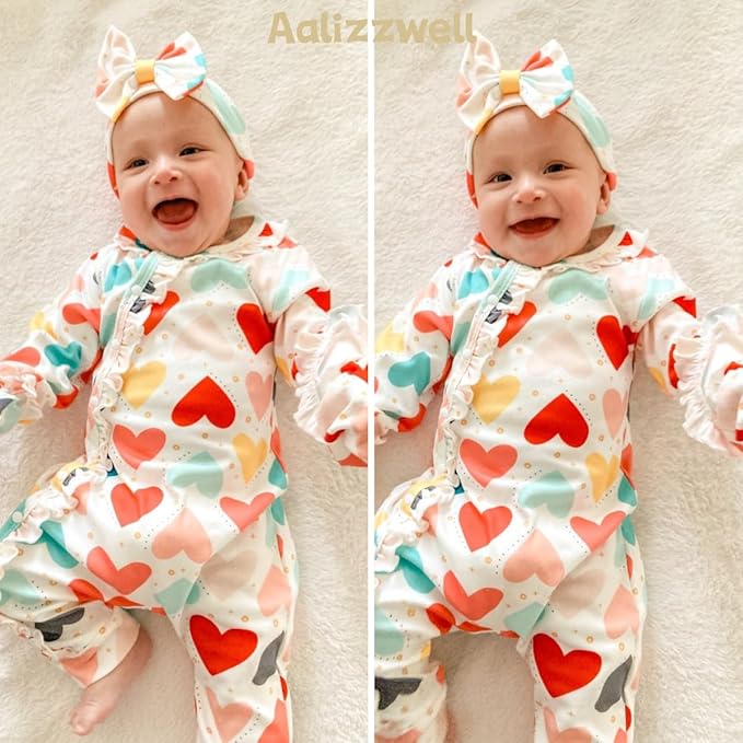 Aalizzwell Baby Girls Romper Outfit Fall Winter Clothes with Accessories