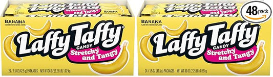 Laffy Taffy Candy, Stretchy & Tangy, Banana Flavor, 1.5 Ounce Bars (Pack of 48)