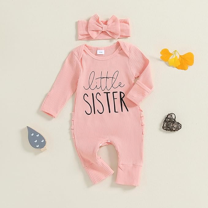 Newborn Girl Clothes Baby Girl Coming Home Outfit Zipper One-piece Outfits Ruffle Footie Bodysuit Jumpsuit Headband
