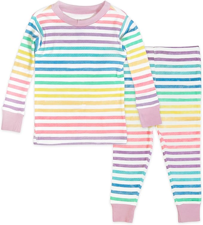 HonestBaby baby-girls 2-piece Pajamas Sleepwear Pjs 100% Organic Cotton for Baby, Toddler, Kids, Girl