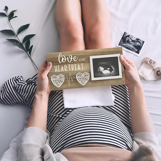 Baby Sonogram Picture Frame for Standard 4" x 3" Ultrasound Photo - Pregnancy Announcements Ideas - Gender Reveal Baby-Shower Gifts - New Mom Expecting Parents to Be Keepsake Gift