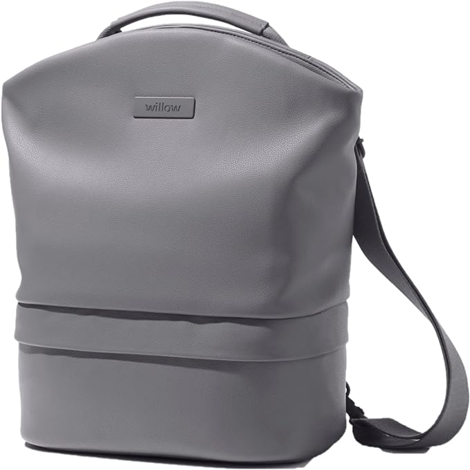 Willow Breast Pump Bag, Grey, Breast Milk Cooler and Pump Bag with Pockets, Convertible and Adjustable Tote for Hands Free Wearable Breast Pumps, Wear as Backpack, Crossbody or Shoulder Bag