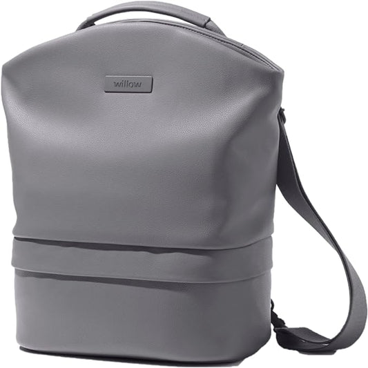 Willow Breast Pump Bag, Grey, Breast Milk Cooler and Pump Bag with Pockets, Convertible and Adjustable Tote for Hands Free Wearable Breast Pumps, Wear as Backpack, Crossbody or Shoulder Bag