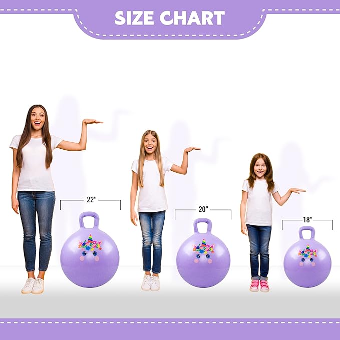 EVERICH TOY Hopper Ball, Unicorn Hopping Toys for Kids, 18 Inch Bouncy Ball with Handle, Purple Inflatable Bouncing Hoppity Hop Toys for Boys and Girls Gifts