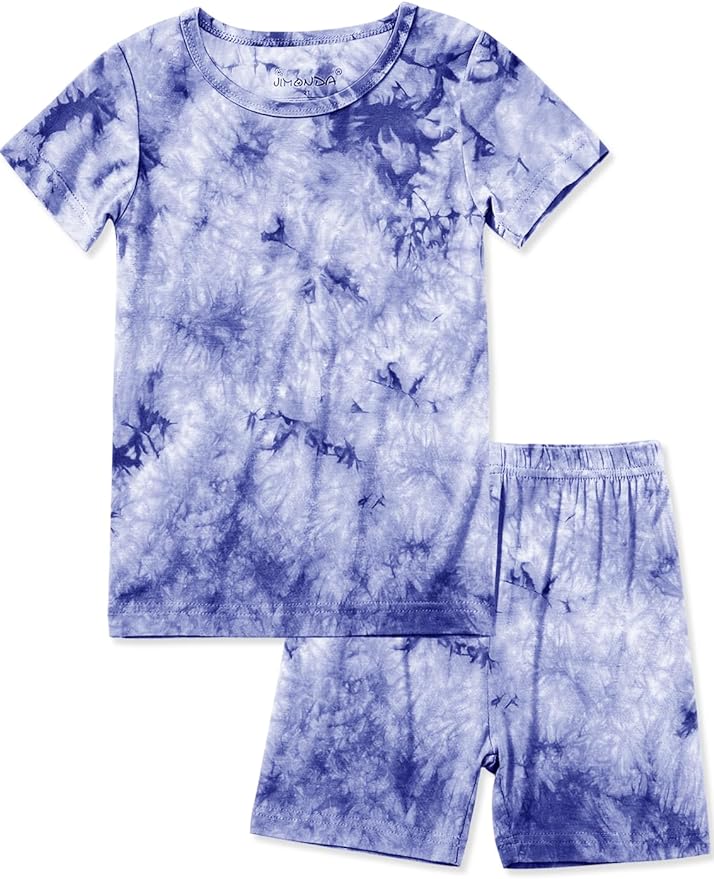 Jimonda Baby/Toddler Soft Sleepwear Short sleeve Kids Cool Pajama Outdoor 2-Piece Shirt&Shorts Casual sets Tie Dye PJ