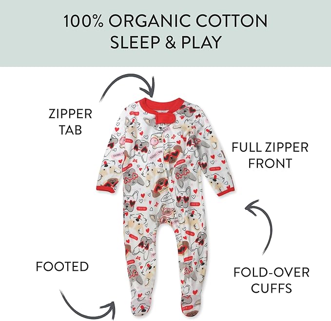 HonestBaby Baby Celebration Sleep & Play Footed One-Piece Pajama Sleeper 100% Organic Cotton