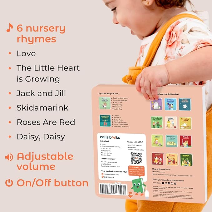 Cali's Books Love Nursery Rhymes Musical Book USB-C Rechargeable