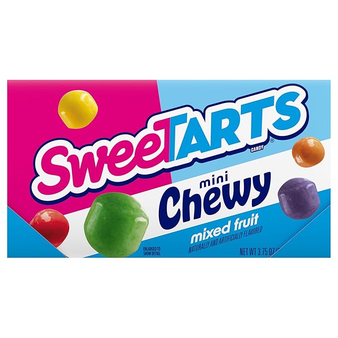 SweeTARTS Mini Chewy, Candy, Mixed Fruit, Theater Box, 3.75 oz, 12 count