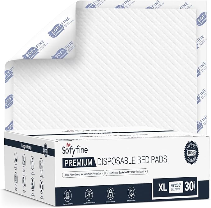 Tear Resistant Disposable Bed Pads Adults Chucks Incontinence Underpads 30"x 36"(30 Count),Large Thicken Premium Waterproof Pee Pads for Elderly,10X Super Absorbency Heavy Duty Puppy Training Pads