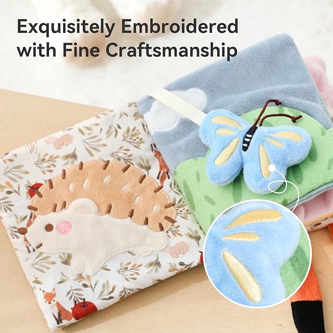 Soft Baby Book Sensory Books for Babies Newborn Infant Toys with Touch and Feel, Crinkle Pages, Mirror, Textures Early Learning Toy Gift for Tummy Time & Sensory Development