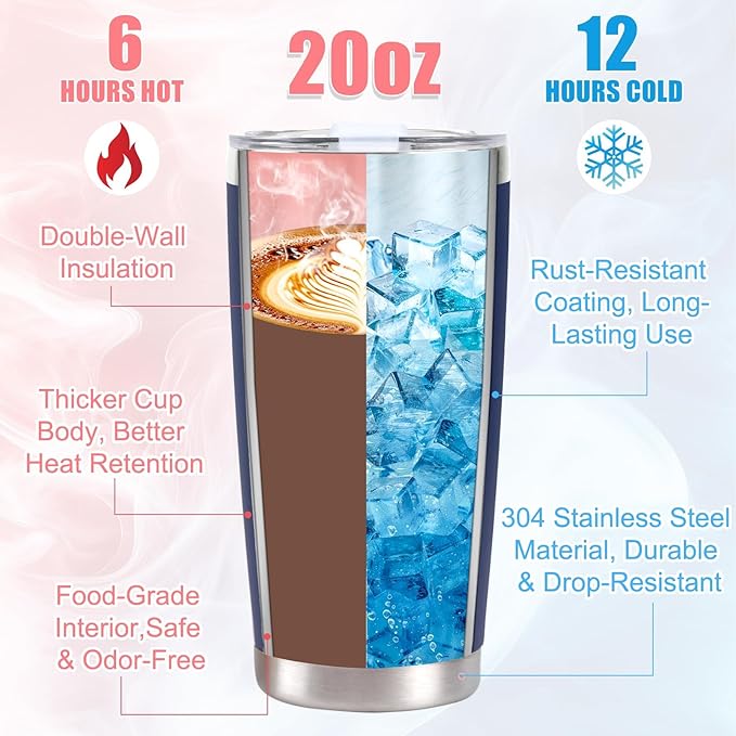 Pregnancy Gifts for New Parents, Mommy and Daddy 20Oz Tumbler Set, Cool Gifts Set Ideas for Couples,First Time Moms Dad to Be, New Parents on Mother's Day Father's Day Christmas Gift(Pink & Navy Blue)