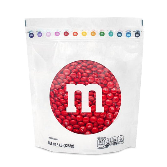 M&M’S WORLD Red Milk Chocolate Candy 5lb Resealable Pack for Candy Bars Birthday Parties 4th of July Christmas Valentine's Day Dessert Tables and Party Favors