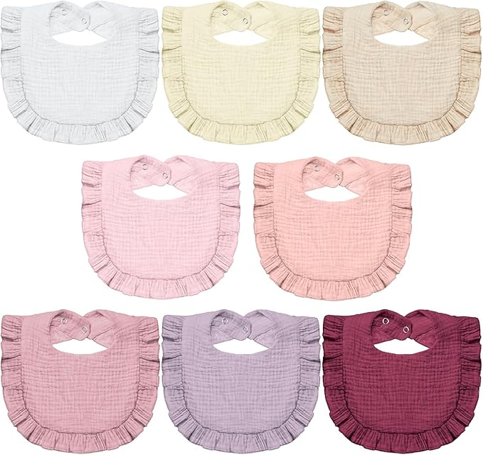 Lictin 8-Pack Muslin Baby Bibs - Bandana Drooling and Teething Bibs, Unisex Cotton