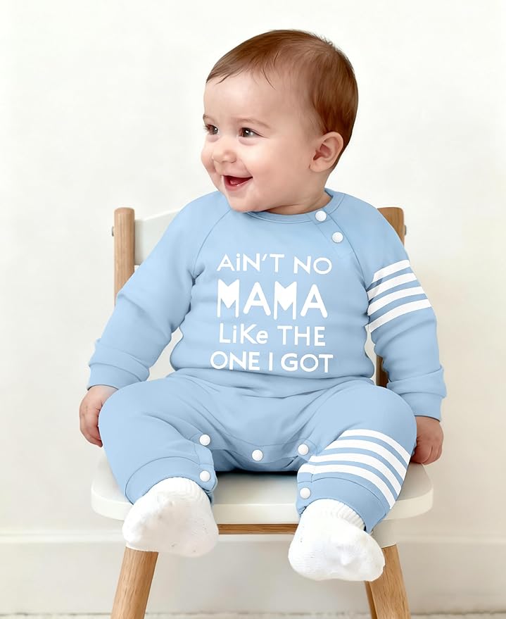 Baby Boy Clothes Infant Mamas Print Romper Stripe Sleeve Outfits Fall Winter Baby Clothing Jumpsuit