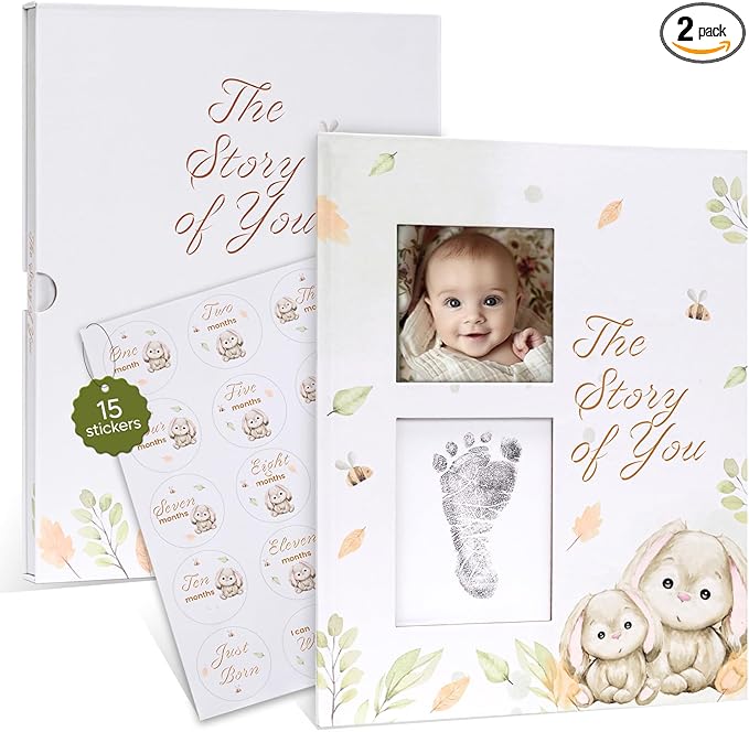 Baby Memory Book, modern for boy or girl, Baby Book Keepsake, minimalist milestone journal from birth to age 5, includes 15 stickers, Baby Book to record special moments