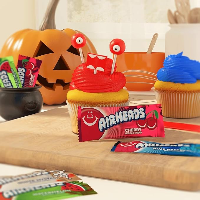 Airheads Mini Bars, Halloween Trick or Treat Candy, Assorted Flavors Variety Pack, Individually Wrapped Bulk Candy for Adults & Kids, Non-Melting, Party, 25 Pound Box