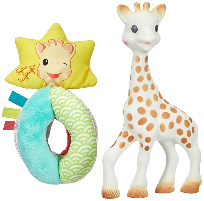 Sophie la girafe Classical Creation Birth Gift Set | Includes Sophie la girafe Plush Rattle, Gift Bag & Card | Handcrafted in France | Comfort & Soothe | Awaken All 5 Senses