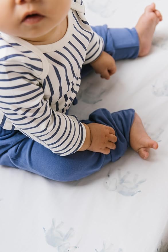 Pehr Crib Sheet, Follow Me Elephant | Breathable Brushed Organic Cotton for Soft Sleep | Fits Standard Crib Mattresses up to 52”L x 28”W x 8”H
