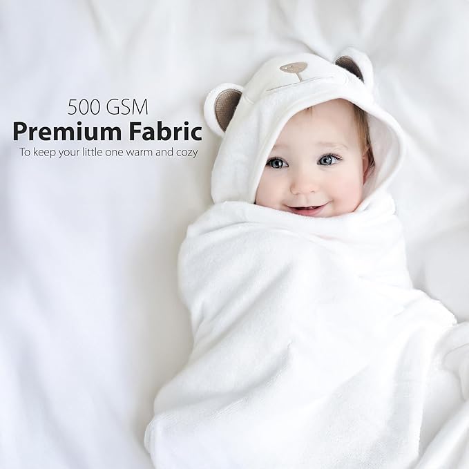 MINIBOO Hooded Baby Towels for Newborn & Toddler - Super Soft Baby Bath Towels with Hood, Highly Absorbent Viscose Made from Bamboo Hooded Towel for Boys, Girls, Newborn Essentials.