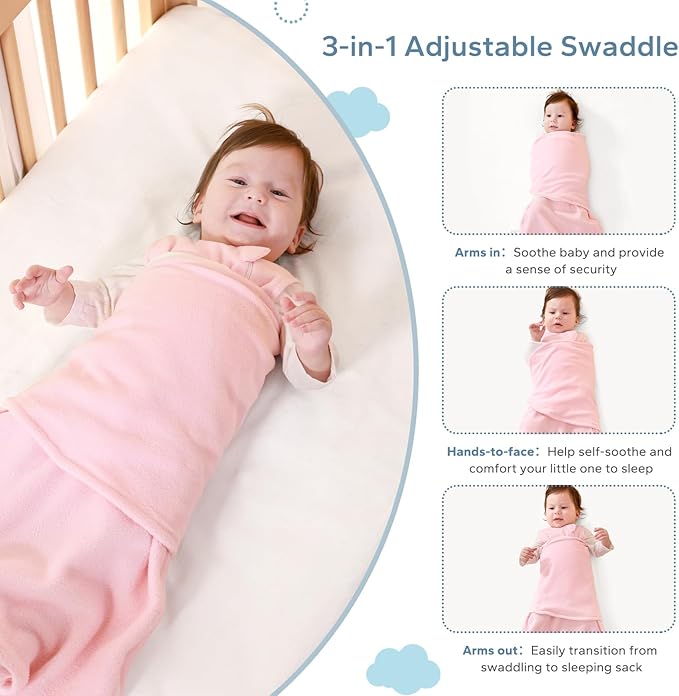 ZIGJOY Swaddle Sleep Sack Newborn 1.5 Tog Fleece Wearable Blanket Baby 0-3 3-6 6-12 Months - Winter Sleeping Sacks Bag