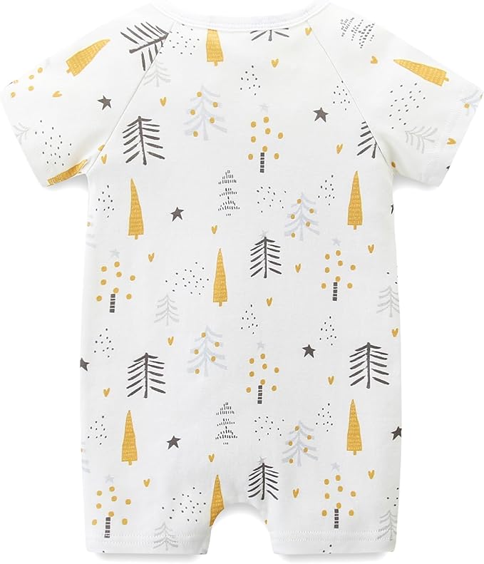 Baby Boy Girl Romper Short Sleeve 100% Cotton Bodysuit Outfits 2 Way Zipper Jumpsuit