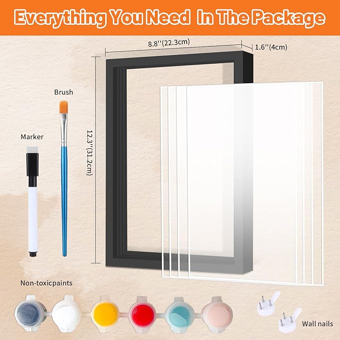 Family Handprint Kit, DIY Craft Keepsake Frame, Personalized Hand Print Ornament, Home Decor,Family Gifts for New Parents, Grandparents, Father's Day, Mother's Day, Anniversary, Christmas (Black)