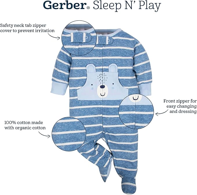 Gerber Baby Boys' 2-Pack Footed Pajamas