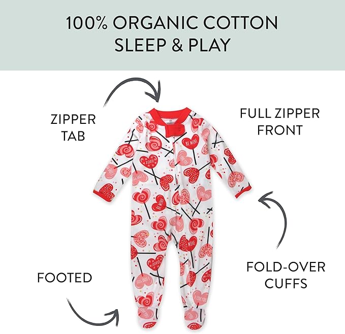 HonestBaby Baby Celebration Sleep & Play Footed One-Piece Pajama Sleeper 100% Organic Cotton