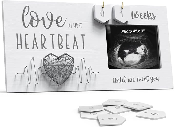 Baby Sonogram Picture Frame with Countdown Weeks - Standard 4"x3" Ultrasound Photo - Pregnancy Announcements Ideas - Gender Reveal Baby-Shower Gift - New Mom Expecting Parents to Be Keepsake Gifts