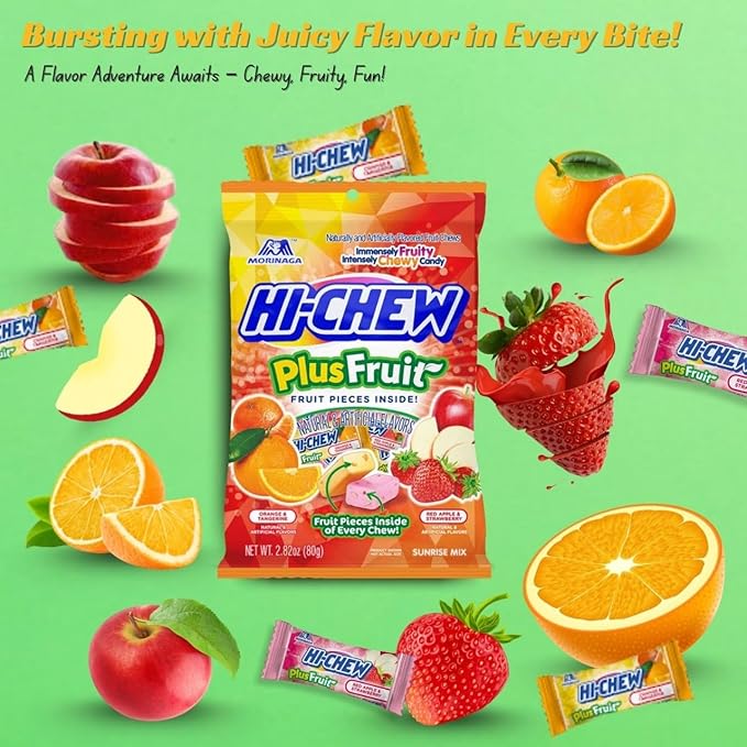 Hi Chew Candy Variety Mix, Pack of 4 Bags – 12 Flavor Assortment of Soft & Chewy Fruit Candy – Includes Fantasy Mix, Sweet & Sour, Berry, and Dessert Flavors – Individually Wrapped for Sharing & Snacking