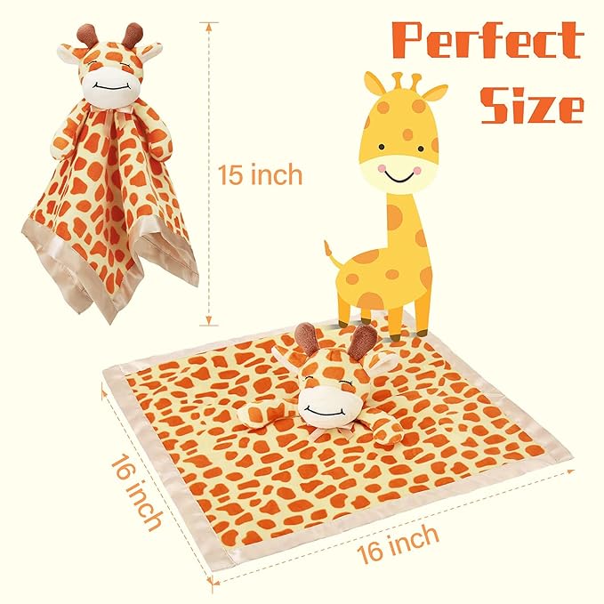 Pro Goleem Giraffe Loveys for Babies Soft Security Blanket Snuggle Toy Stuffed Animal Blanket Unisex Baby Lovie Baby Gifts for Infant and Toddler 16 Inch