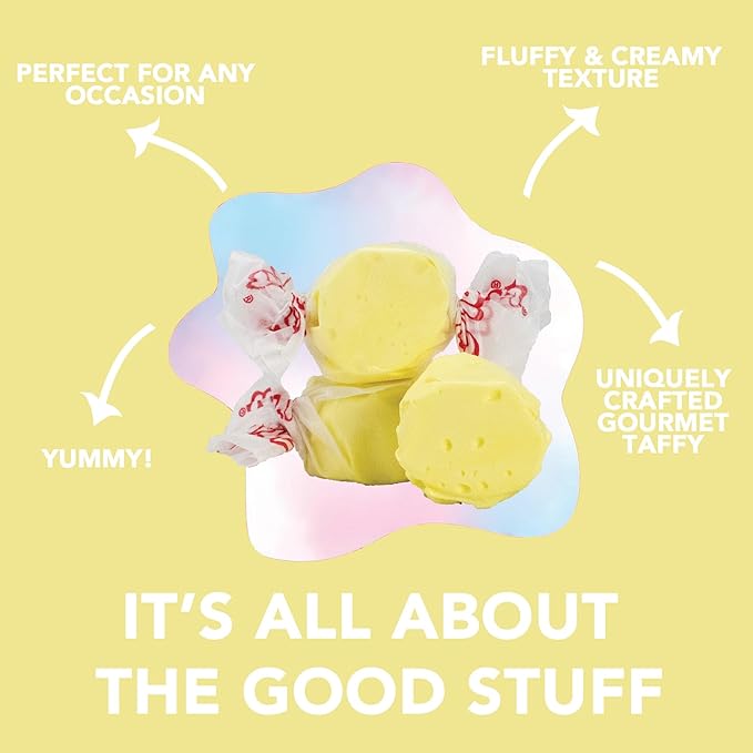 Taffy Town Saltwater Taffy - Butter | Gourmet | Nougat-Style Candy | Soft & Delicious | Summer Snack Treats | Party Good Candies | 2.5lbs