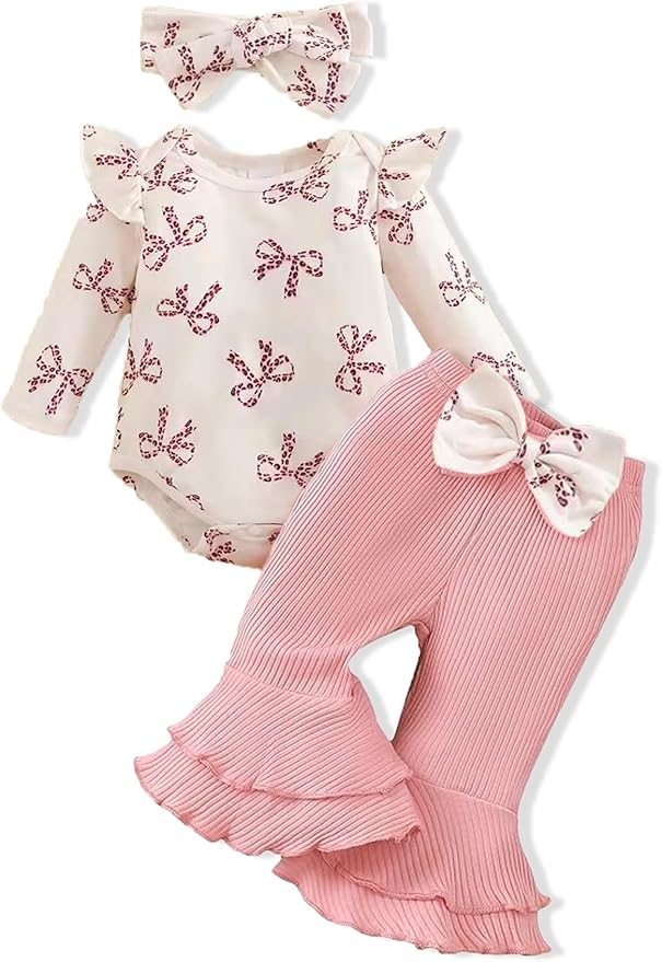 Baby Girl Clothes Newborn Infant Outfits Cute Summer Clothes Spring Romper Set+Hat+Headband