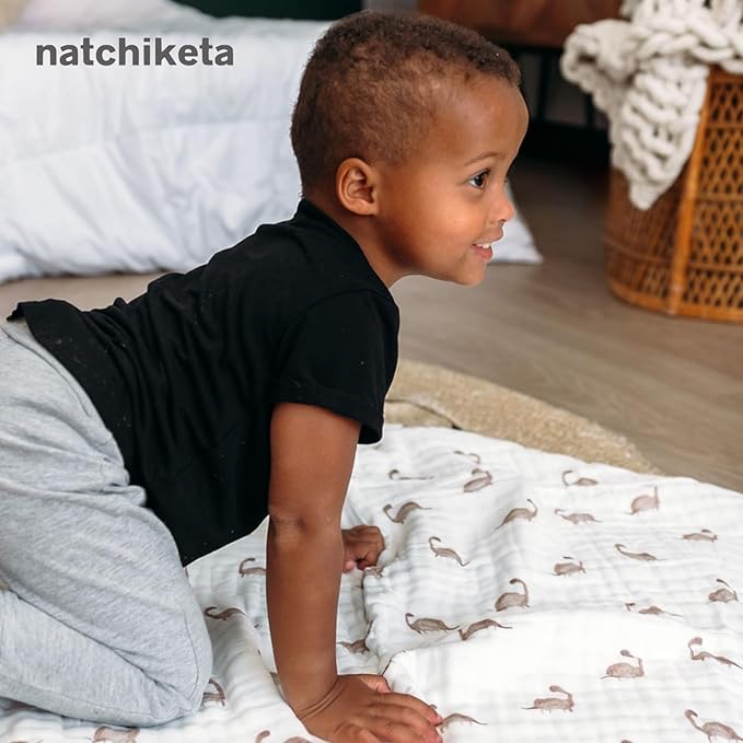 Organic Cotton Muslin Baby Blanket for Boys & Girls - Luxurious Soft Toddler Quilt for Swaddling - Gender Neutral Blankets Great Neutral Dot