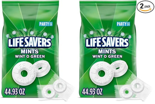 LIFE SAVERS Mints, Bulk Hard Candy Wint-O-Green Breath Mints, 44.93 oz Party Size (Pack of 2)