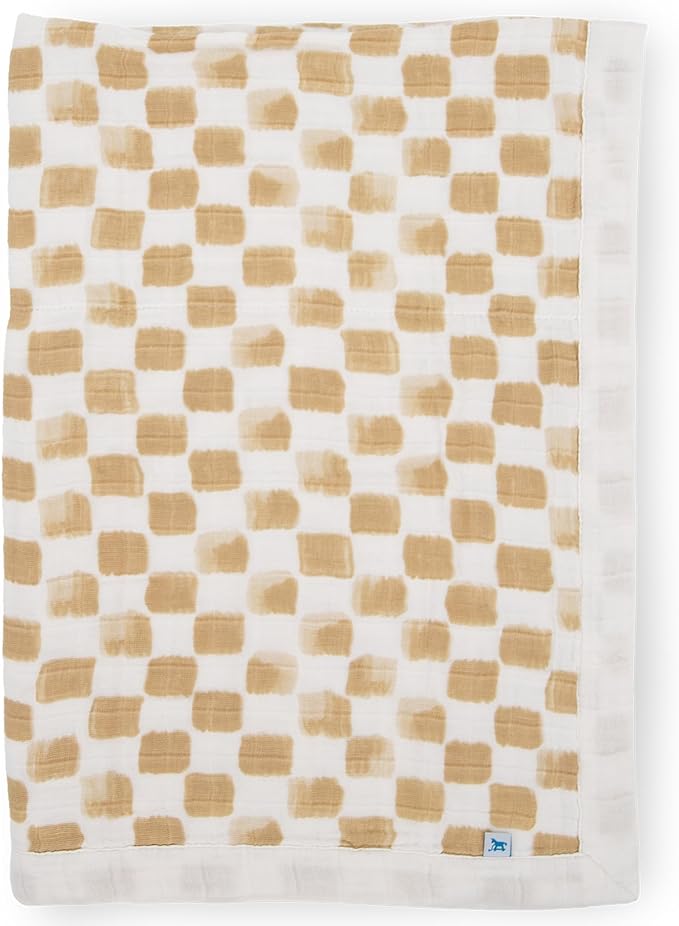 Little Unicorn Newborn Receiving Quilt | Ultra- Soft, Multi-Layered Muslin Fabric | Gift for Newborns & on-The-go (Adobe Checker)