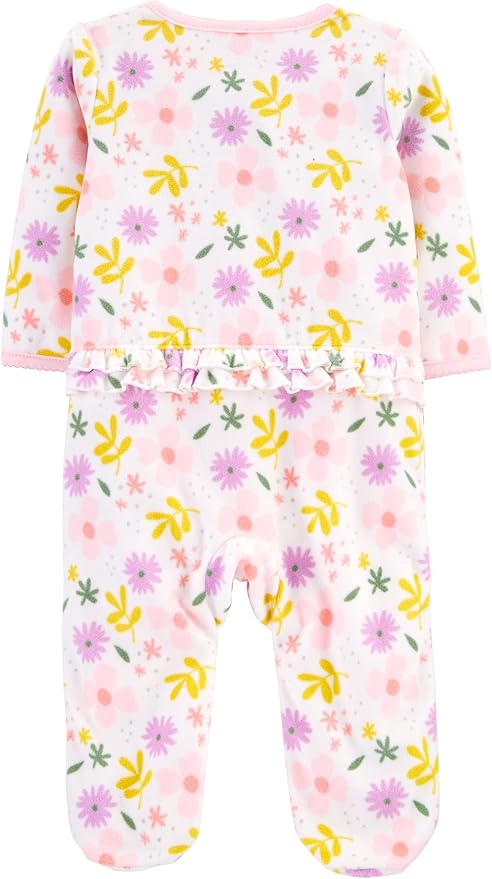 Simple Joys by Carter's Baby Girls' Cotton and Fleece Footed Sleep and Play, Pack of 2