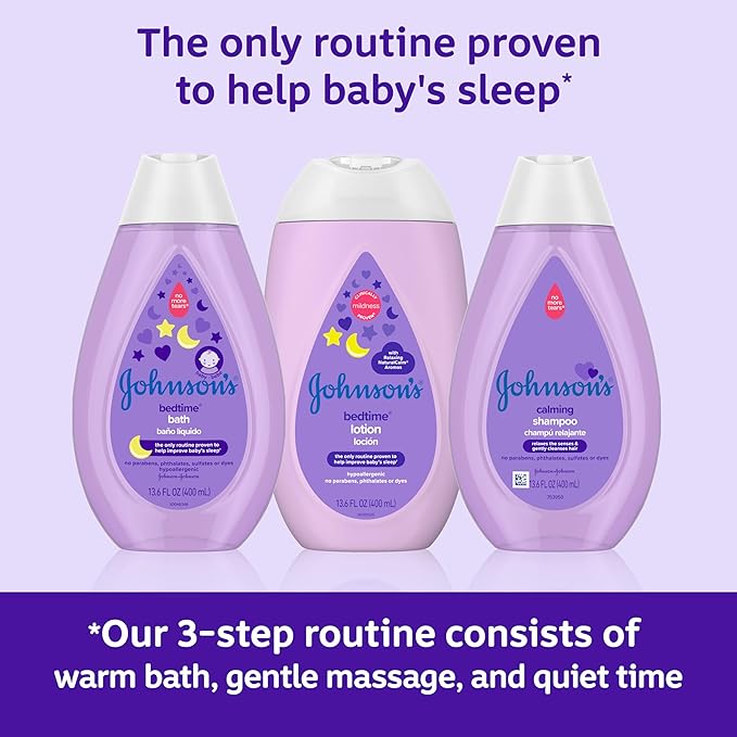 Johnson's Baby Sleepy Time Bedtime Gift Set with Relaxing NaturalCalm Aromas, Bedtime Baby Bath Shampoo, Wash & Lotion, Baby Bedtime Essentials, Hypoallergenic & Paraben-Free, 3 Items