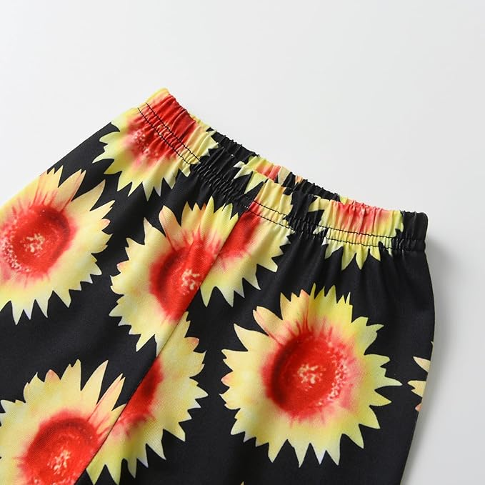 3PCS Baby Girl Clothes Ruffle Floral Shirt Tops Pants Headband Outfit Sets