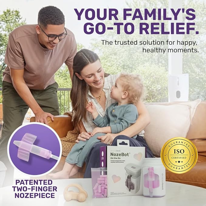 Dr. Noze Best NozeBot On The Go Nasal Aspirator - Pediatric ENT Designed Electric Nose Sucker for Babies and Toddlers, Portable and Easy to Clean, Battery Powered Relief for Mild Congestion