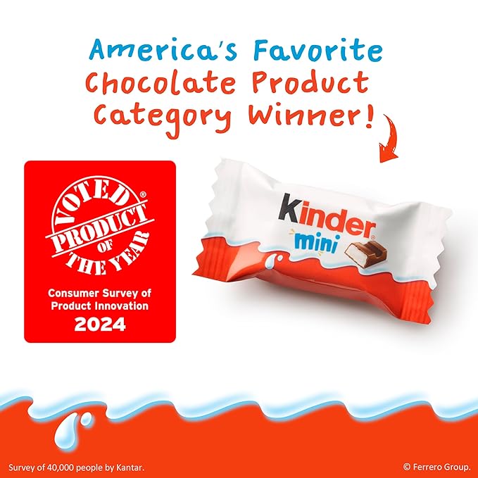Kinder Chocolate Mini, 29.2 oz Bulk Pack, Up to 138 Minis, Milk Chocolate Bar with Creamy Milky Filling, Individually Wrapped Candy