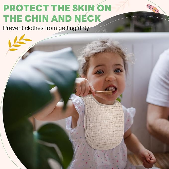 Tallew 8 Pack Baby Bibs and Muslin Burps for Baby Boy Girl Drooling and Teething 20" x 10" Burp Cloths Absorbent Rag Soft Cotton Bibs for Newborn Toddler Infant 0-24 Month Essentials(Vivid Color)