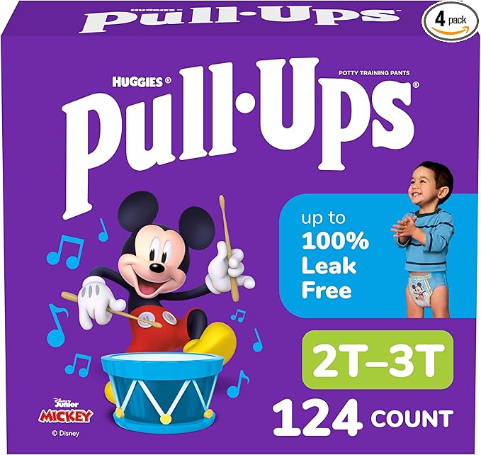 Pull-Ups Boys' Potty Training Pants, Size 2T-3T Training Underwear (16-34 lbs), 124 Count (4 Packs of 31), Packaging May Vary