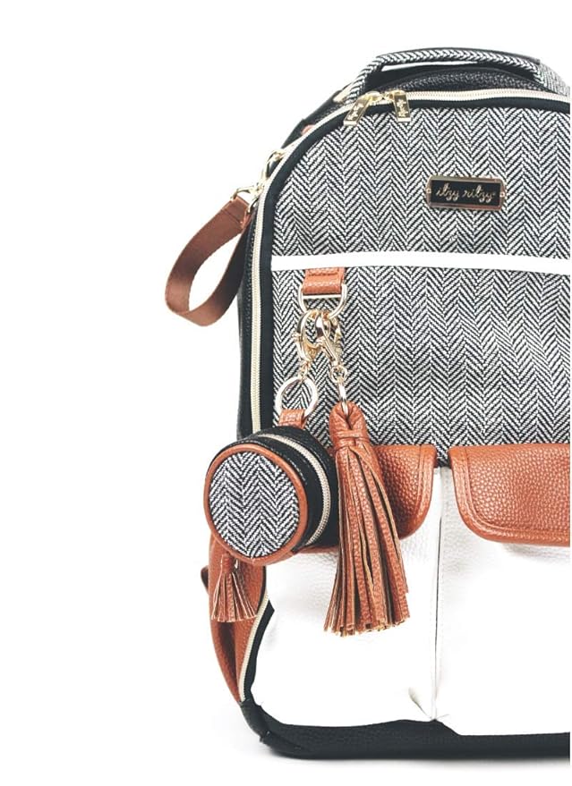 Itzy Ritzy Pacifier Holder Case with Clip - Pacifier Case Includes Clasp to Easily Attach to a Diaper Bag or Purse, Measures 2.5" in Diameter and Holds 2 Pacifiers (Coffee & Cream)