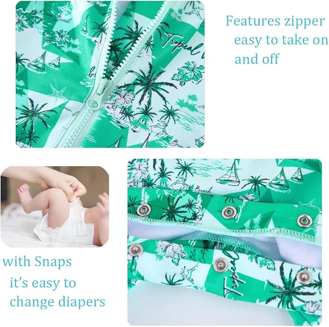 UMELOK Baby Boys UPF 50+ Sun Protection One Piece Rashguard Swimsuit with Snap Bottom