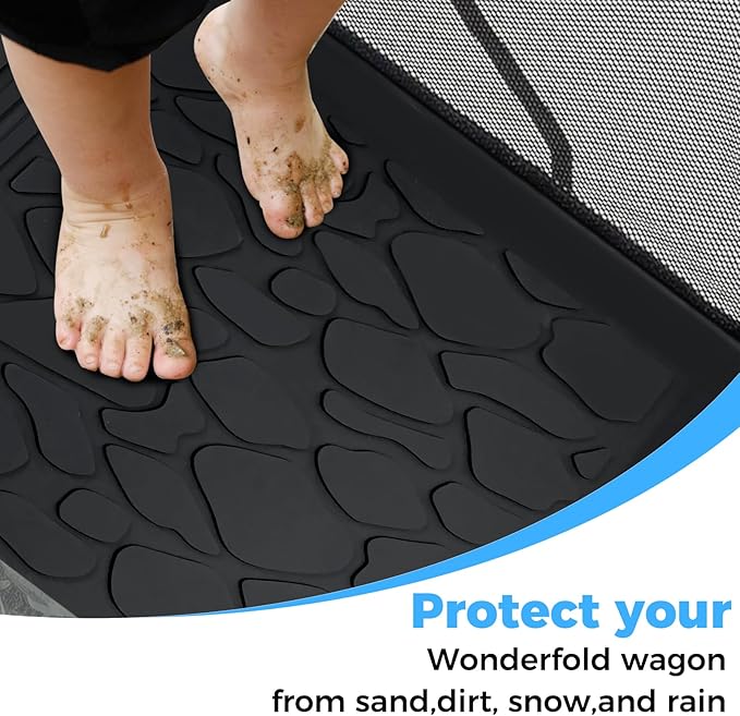 All Weather Mat for Wonderfold W4 Series, Myvikcar 33.5x20.5 Inch Wagon Floor Insert,Easy Clean Protector Pad with Two Hooks